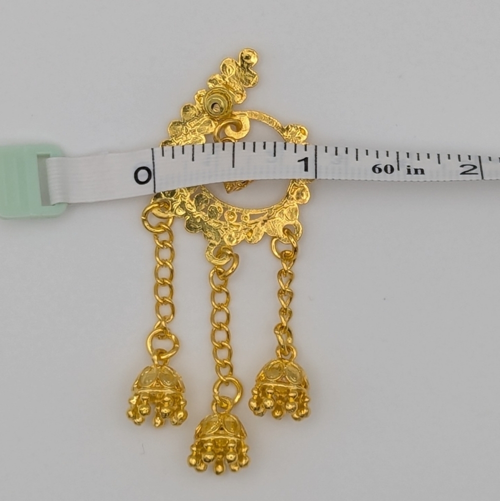 Indian Gold Dangle Earrings Bollywood Pakistani Bridal Saree Lehenga - Picture 5 of 5